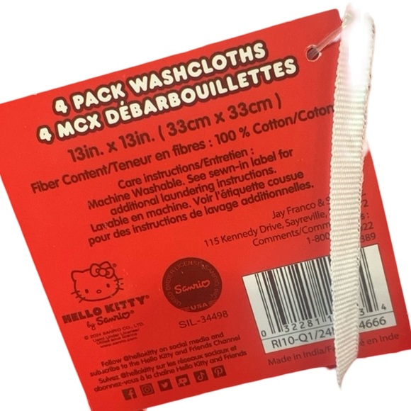 Hello Kitty Clearance Price is Firm! Red Plush Hello Kitty Embossed Wash Cloths - Picture 4 of 4